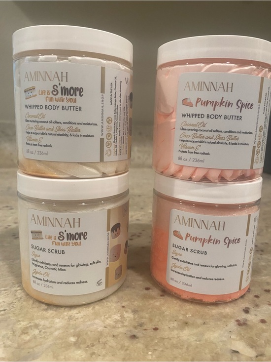 Aminnah Other - Aminnah Whipped Body Butter and Scrub Duo. Life is S’mores fun & Pumpkin Spice